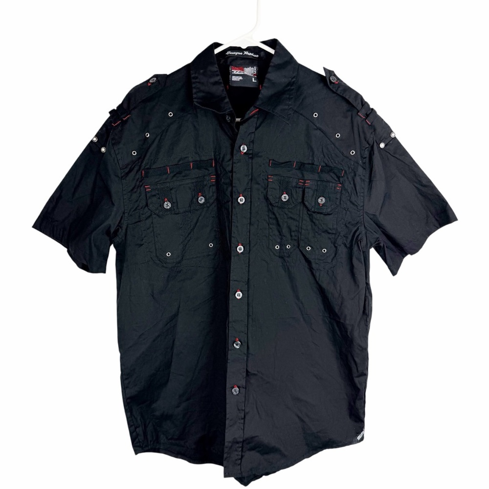 NWT Southpole Authentic Collection Black Button Up Shirt Men's Y2K Streetwear